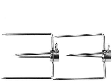 2 STÜCKE Fleischklammer Grillklammer für den Grillspieß Fleischklammer Multifunktions Edelstahl Spießgabeln Holzkohle Huhn Grill Rotisserie Grill Werkzeug für Drehspieß, Rotisserie, Drehspiess.