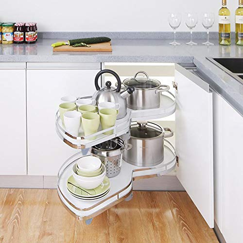 XEMQENER Kitchen Blind Corner Pull-Out Shelving Unit Organizer 2 Tiers Swing Tray for 900-1000mm Cabinet