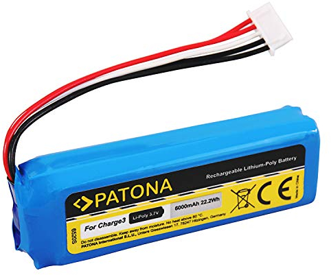 PATONA replacement for battery JBL GSP1029102A (6000mAh) - compatible with JBL Charge 3 (2016)