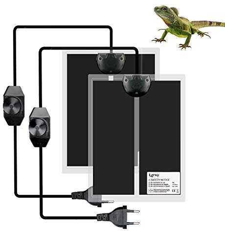 LERWAY Reptil Heizmatte, 2PCS Terrarium Heizmatte Temperaturregler Wärmematte für Reptilien Eidechse Gecko Schlangen Schildkröte Spinne (2 Pack-7W)