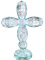 QFkris Kristallkreuz, stehend, bunt, traditionelles Kreuz, 17,8 cm hoch, Glas, Basteldekoration (Cyan-Blau)