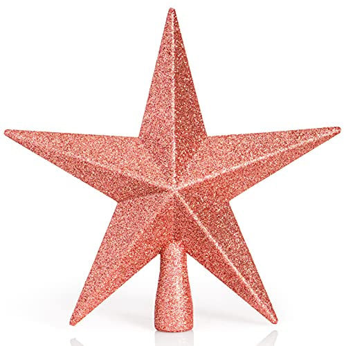 Ornativity Étoile pailletée pour cime de sapin de Noël - Décoration de Noël - Étoile de Bethléem - 20,3 cm - Or rose