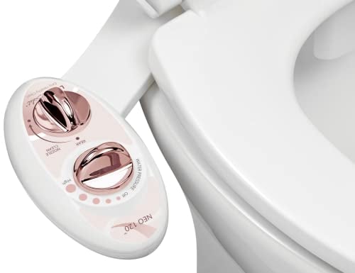 LUXE Bidet NEO 120 - Selbstreinigende Düse, Süßwasser Nicht Elektrischer Bidet Aufsatz für Toilettensitz, Einstellbarer Wasserdruck, Heckwäsche (Roségold)