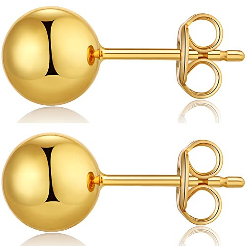 Kugelohrringe Glänzende Gold Kugel Ohrstecker 5mm Kugelohrringe Gold Damen Sterlingsilber Kugel Ohrstecker,Damen-Ohrstecker,Ohrstecker Kugel Weißgold,Ohrringe Kugel Silber Damen,Ohrringe Gold Kugel