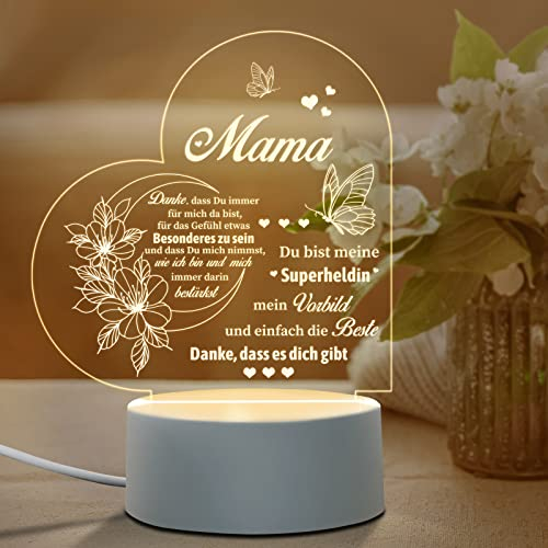 Juratar® Geburtstagsgeschenk für Mama LED Lampe Nachtlicht Personalisierte Mutter Geschenk, Geschenke für Mama Zum Geburtstag Muttertag oder Weihnachten