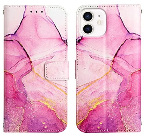 LEMAXELERS iPhone 12 / iPhone 12 Pro Phone Case iPhone 12 Cover,Glitter Marble PU Leather Flip Wallet Case Magnetic Stand Card Slot Folio Bumper Case for iPhone 12,YB2 Marble Pink Zi