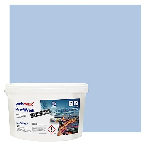 Preismaxx Profiweiß urban colors, bunte Wandfarbe, blau, denim 5L, Innenfarbe, hohe Deckkraft Klasse 2, matt