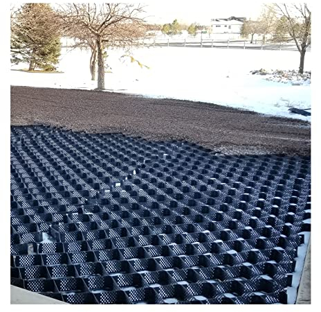 QWEASDF 5 cm/2 in Kiesgitter, HDPE-Geo-Gitter, Waben-Geocell, Raster für Stützmauern, Kies-Stabilisator-Gitter, Rasengitter Geogitter für Erosionsschutz, Stützmauer,3 * 4m(9.84 * 13.12ft)