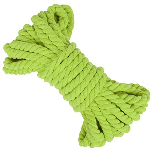 LEREATI 8mm Macrame Cord 10m Thick Macrame Rope Soft Cotton Rope, Natural Cotton Twine String for Macrame Plant Hanger, Wall Hanging, Knitting, DIY Crafts, Gardening, Decoration (Fruit Green)