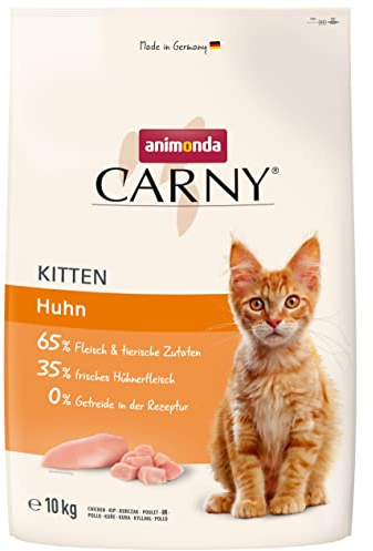 animonda Carny Katzen Trockenfutter Kitten mit Huhn (1 x 10kg), Kittenfutter trocken für wachsende Katzen ohne Zucker und Getreide, hoher Fleischanteil