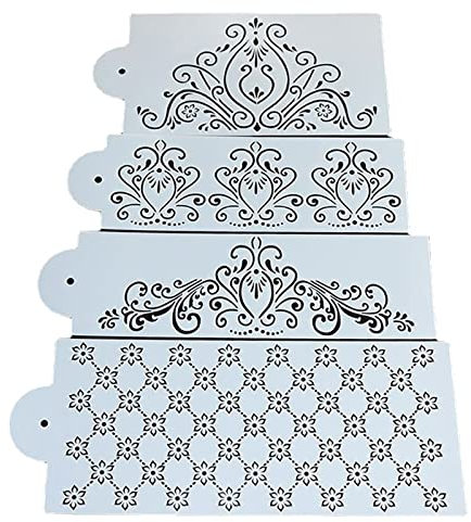 Yuemei Silikon Herzform Mittel Kuchenform Hochzeitstorte Blumenform Spritzkuchen Hohle Spitzenform Kuchenform 4 Stück (AS Shown, One Size)