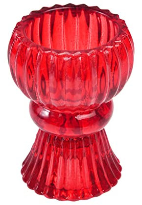 Double Ended Red Glass Candle Holder