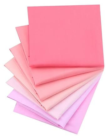 CraftsFabrics Lot de 7 carrés de tissu 100 % coton prédécoupés pour couture, matelassage, scrapbooking, patchwork, vêtements Rose pastel uni 40,6 x 50,8 cm