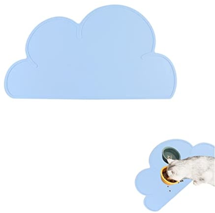 GaoBangM Non-Slip Pet Mat - Silicone Cat & Dog Food Mat, Waterproof, Blue Cloud