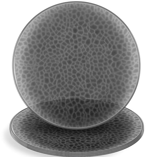 Blue Sky Organic 13 Hammered Black Transparent Plastic Charger Plates - 4 Count | Durable & Stylish for Elegant Dining Events