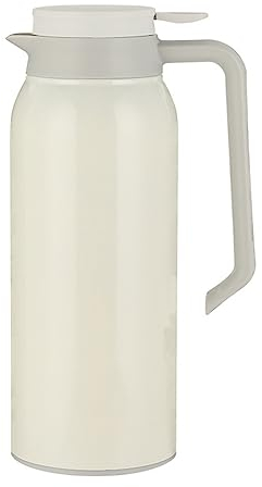 HOMDECR Thermoskanne 1.5 L Edelstahl - Doppelwandige Isolierkanne Mit Drehverschluss - Moderne Kaffeekanne In Matt (Weiss)