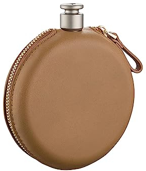 Titanium Flask, Portable Flask with Funnel, Leak Proof Leather Hip Flask Set, Classic Gift Idea Flasks for Men and Women