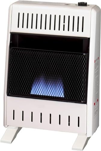 ProCom MN100TBA-B Calentador de espacio con llama azul de gas natural sin ventilación con control de termostato para uso doméstico y oficina, 10000 BTU, calienta hasta 500 Sq. Pies, incluye soporte de