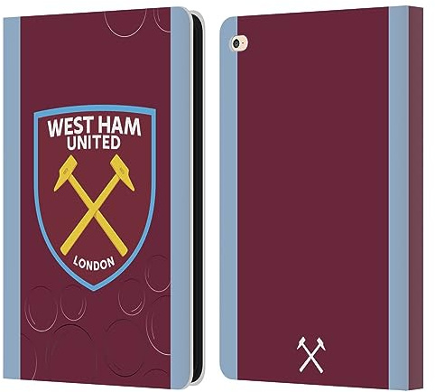 Head Case Designs Offizielle West Ham United FC Home 2023/24 Wappen-Set Leder-Wallet-Hülle Kompatibel mit Apple iPad Air 2 (2014)