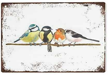British Garden Birds Print Birds Prints Woodland Art Prints British Bird Art Prints Birds Decor.Vintage Style Wall Decor Gift for Mom, Dad, Friends Tin Sign 14X20 cm