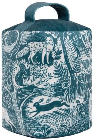 Furn Winter Woods Animal Doorstop – Winter Woodland Animal Design Fabric Weight for Doors (Winter Woods – Midnight Blue)