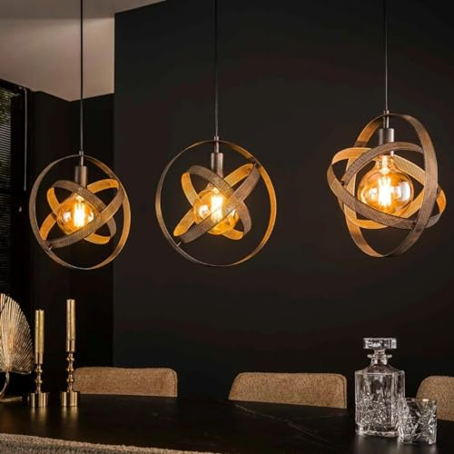 famlights Retro Pendellampe Lenny für Esstisch/Hängeleuchte rustikal/Vintage Pendelleuchte/Esszimmerlampe industrial/Dimmbar 3- flammige Hängelampe Glas/Deckenleuchte/Pendelleuchte E27