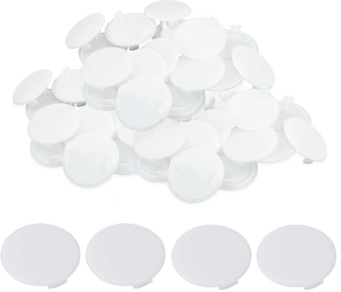 VZUHSW Lot de 40 Bouchons en Plastique Blanc pour Trou de Meuble - Caches Vis, Couvercles Décoratifs et Rondelles de 35 mm pour Une Décoration Parfaite de Vos Meubles !