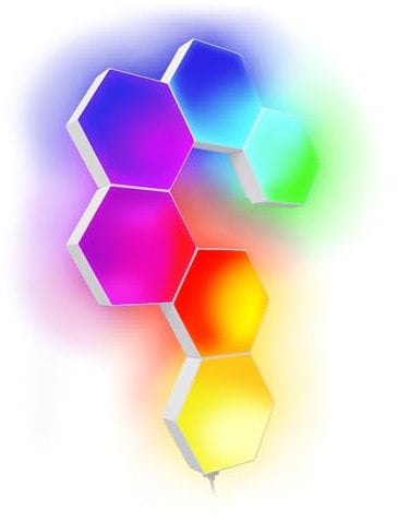 Numskull 6-Piece LED Hexagon Gaming Light Panels - Colour Changing Ambient Lighting via Touch, Bluetooth or Remote Control for Xbox, PlayStation, PC, Switch, Multi-Platform Compatibility