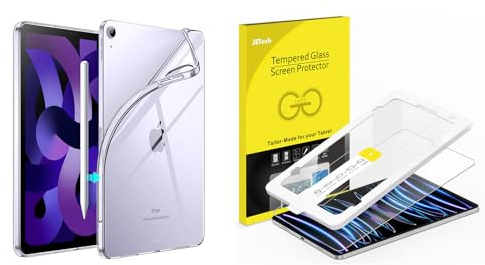 JETech para iPad Air 5/4 (10,9 Pulgadas, 2022/2020) Funda Suave TPU y Protector Pantalla Lote