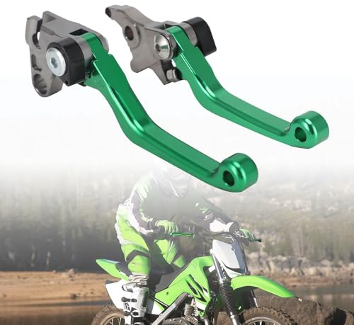 BIUGERCN Motorrad Bremshebel Dirt Bike Kupplungshebel Klappbares Aluminium für KLX 140 KLX140L 08-23 KLX140G 17-23Motocross Grün