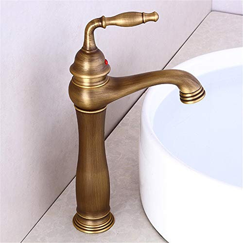 Ll Kupfer-Gold-Waschtischarmatur, Warm- und Kaltwassermischer, drehbar, antikes Tischwaschbecken, Waschbecken-Wasserhahn, Doppeltyp, Einzelgriff,schnelle Befestigung