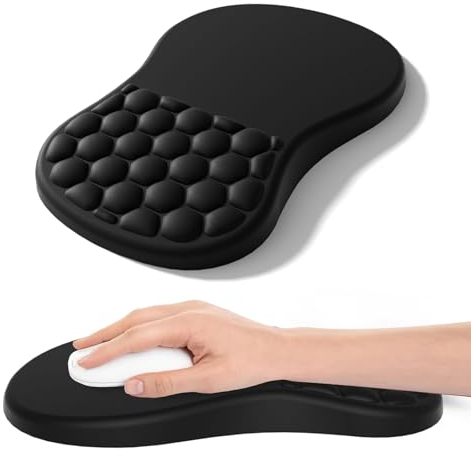 Tapis de Souris avec Repose-Poignet, Tapis Souris Ergonomique, Mousse à mémoire de Forme avec Base en Caoutchouc antidérapante pour Ordinateur, Ordinateur Portable (Noir)