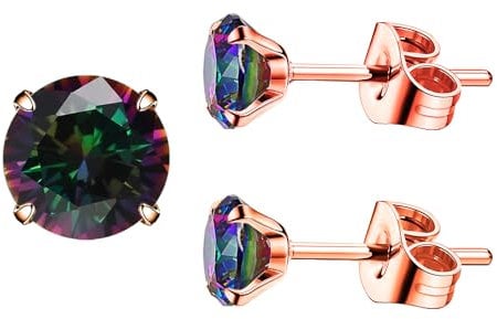 5A Stunning 18ct Gold Plt Surgical 316L Stainless Steel Gem for Women Men Girl Boy Wife Earrings Stud Hypoallergenic Tragus Cartilage Sleeper (Rose Gold, 4mm)