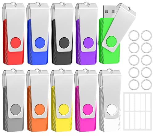 TEWENE USB Stick 8GB 10 Stück Set,USB Speicherstick Flash Drive Memory Stick,High Speed USB 2.0 Mehrfarbig Rotate.