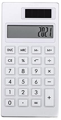 Solarbetriebener Taschenrechner, 12-stelliger Tischrechner Mit Großem LCD-Display. Berühren Sie Den Komfortablen Tragbaren Solarrechner Mit Großen Tasten(Weiß)