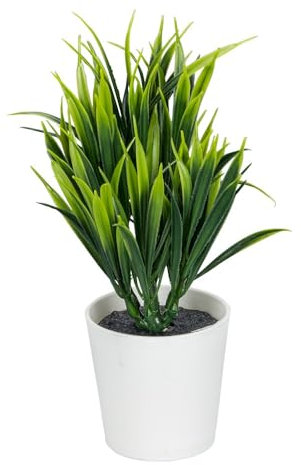 Ideen mit Herz Deko-Ziergras im Topf | Kunststoff | Rohling zum Weiterverzieren | weiß | 19 cm hoch