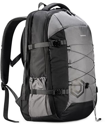 BARRENS Handgepäck Rucksack 55x40x20 cm 38L Groß Reiserucksack Herren Damen Kofferrucksack Flugzeug Tasche Travel Backpack mit 17 Zoll Laptop für Business Reise (Grau)