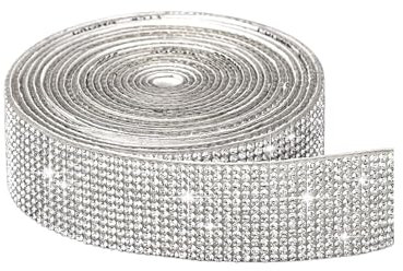 Nhgkju Glitzer Rolle Selbstklebende Strass Streifen, 3 Meter Glitzer Kristall Strass Diamant Band für DIY Auto Telefon Basteln, Silber, 1 Rolle glitzer klebefolie breit