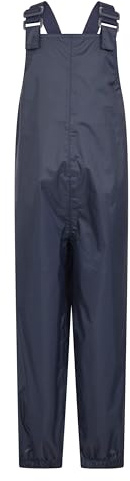 Mountain Warehouse Pakka Kids Waterproof Dungarees - Overtrousers with Taped Seams & Packaway Bag, Boys & Girls - Autumn Winter Wet Weather, Walking, Outdoors & Camping Navy Kids Size 7-8 Years