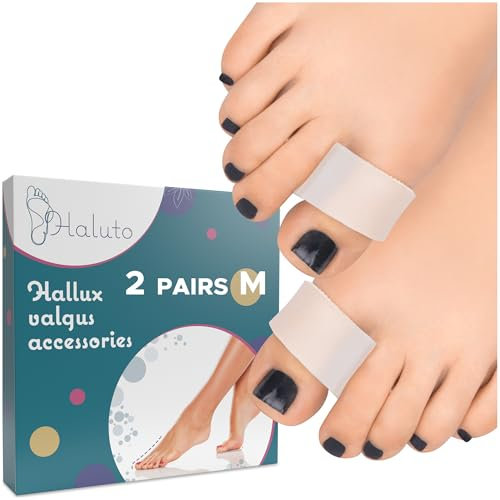 HALUTO 4 Stück Korrektur Zehenspreizer - Zehen Schutz - Zehentrenner Hallux Valgus gegen Hammerzehen, Krumme Zehen, Schneiderballen
