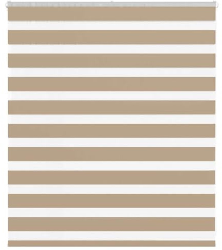 vidaXL Zebra Blind Sand Brown 125x100 cm Fabric Width 120.9 cm Polyester