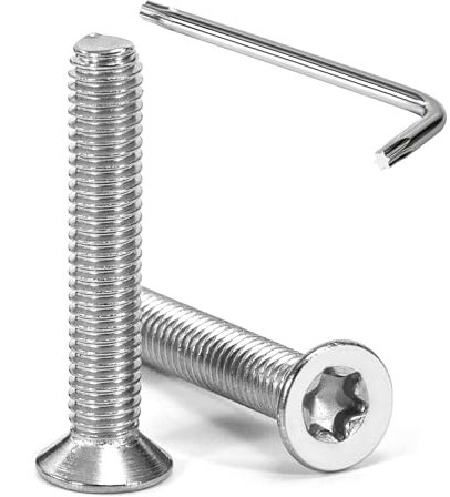 Tunejoy Viti a Testa Svasata M6 x 35 mm Vite Torx Bullone a Macchina in Acciaio Inox A2 V2A Viti a Testa Piatta con Chiavi a T30 Filettatura Completa 20 pezzi