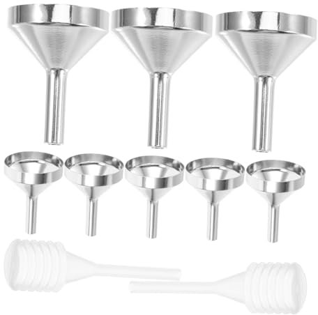 MUSISALY 1set Mini Metal Funnels for Filling Small Bottles of Tiny Perfume Funnels Silver and Spring Droppers for Skincare Essential Oils and Liquids Transfer