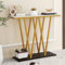 COSTWAY Console Meuble Moderne, Table Console Design Géométrique, Plateau en Marbre Imité, Cadre en Métal, Console d'Entrée derrière Canapé
