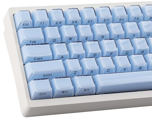 Crystal Jelly Blue Keycaps, PBT Keycap 113 Keys OEM Profile Double Shot Keycap Translucent Side Printed Custom Keycaps for 61/68/84/87/98/100 Cherry Gateron MX Switches Mechanical Keyboards
