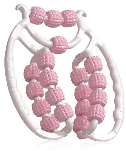 Rouleau de Massage Mollet 20 Rouleaux - Massage Veau, Rouleau Massage Musculaire des Tissus Profonds, Rouleau de Massage Anti-Cellulite des Jambes, Rouleaus de Massages 360°, Soulage la Fatigue, Rose