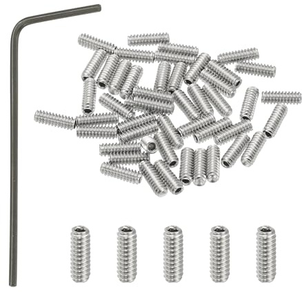 PATIKIL 50 Stück 304 Edelstahl Madenschrauben #4-40x5/16 UNC Grobgewinde | Innensechskant Gewindestifte Set mit Schraubendreher für Türklinken Halterung Möbel Lampen Wasserhahn Reparatur