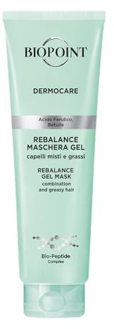 Biopoint Dermocare ReBalance Gel-Maske für fettiges und gemischtes Haar, nährende und adstringierende Wirkung mit Bio-Peptid-Complex, Ferulasäure und Birke, 150 ml