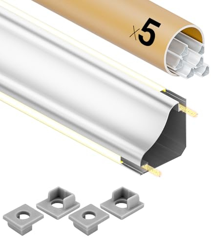 GEEKLUX 10 Meter LED Aluminium Zierleiste für Decke/Wand, modernes weißes Design, 69,1x69,1mm, mit Diffusor für gleichmäßige Lichtverteilung, eleganter Übergang für Wand und Decke, 1 Leiste.