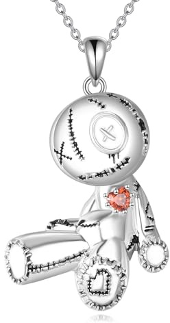 YONFQE Puppenkette 925 Sterling Silber Voodoo Anhänger Halskette Voodoo Schmuckgeschenke für Frauen